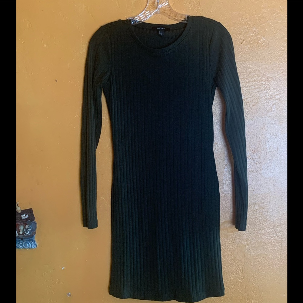 Military green knee length long sleeve